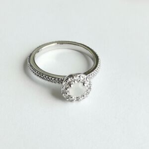 Moonstone CZ 14k White Gold Vermeil Ring Filigree Size 7